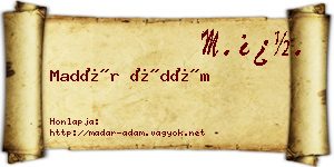 Madár Ádám névjegykártya